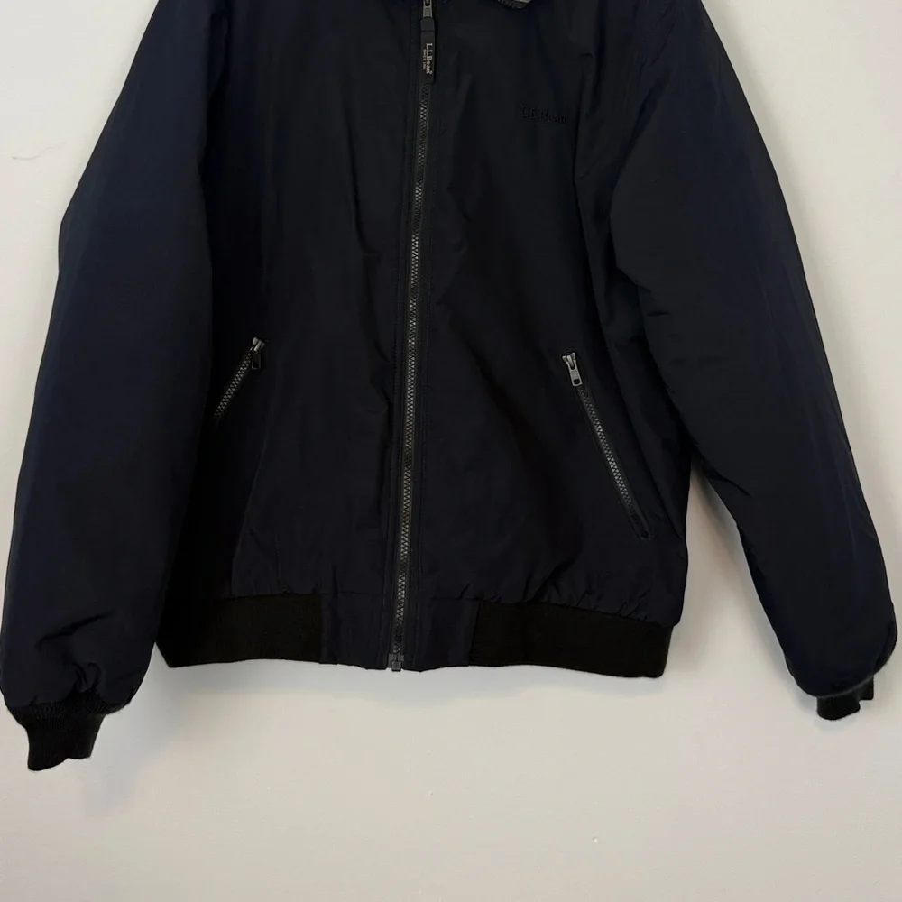 LL Bean Men’s Fleece Lined Warm-Up Jacket. Navy Blue. Size Large Regular.